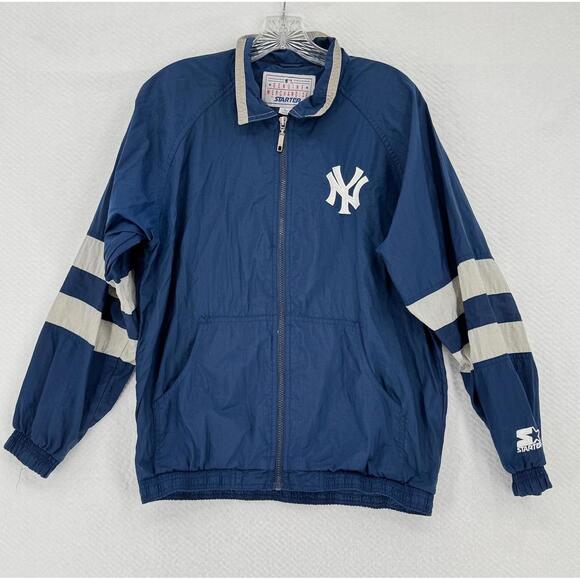Vintage 90’s New York Yankees Starter Blue Full Zip Windbreaker Jacket Sz L
